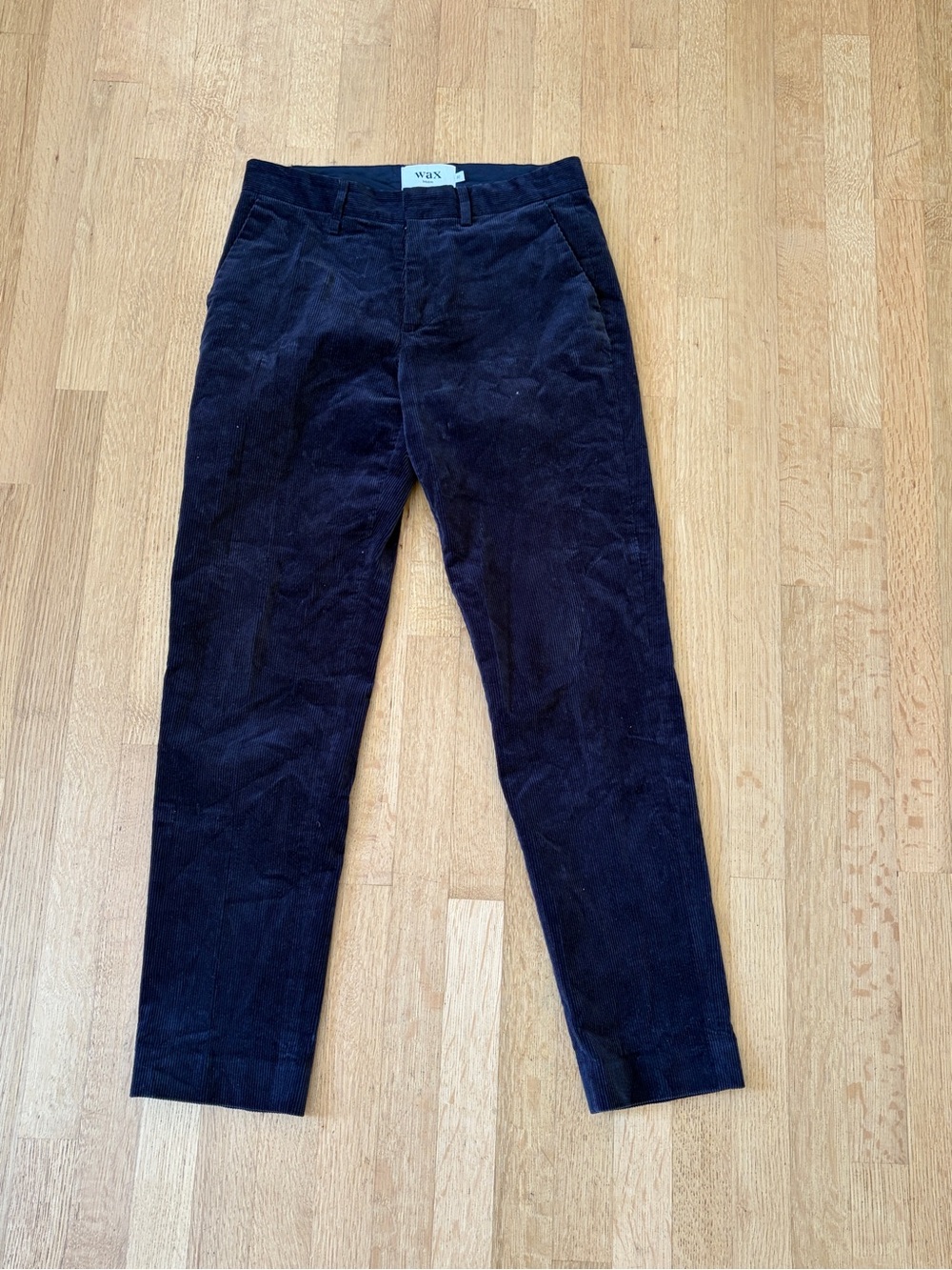 Wax Navy Corduroy Men’s Trousers - Slim Tailored Fit